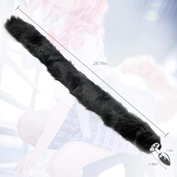 Long Fox Tail Butt Plug Stainless Steel Anal Plug Animal Tail