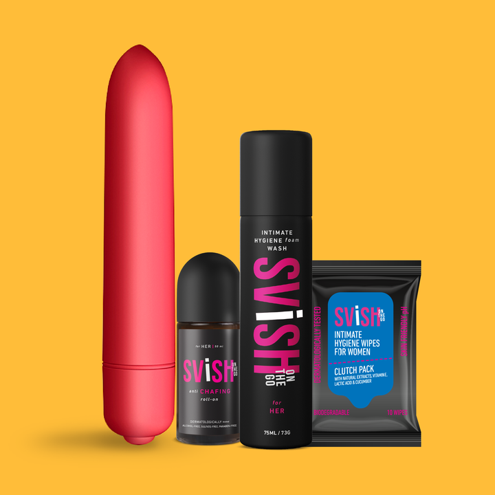 ⁠Valenting Kit for Women- Bullet Massager By Gizmowala & Intimate Hygiene Kit by Svish.