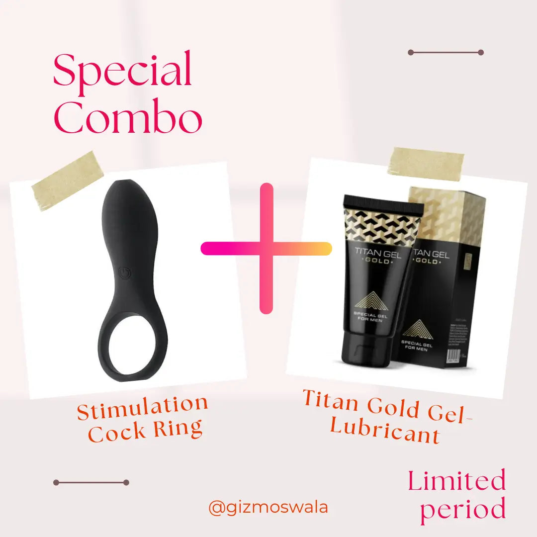 COCK RING GizCombo 3 - POWERFUL COUPLE COCK RING + TITAN GOLD GEL FOR MEN