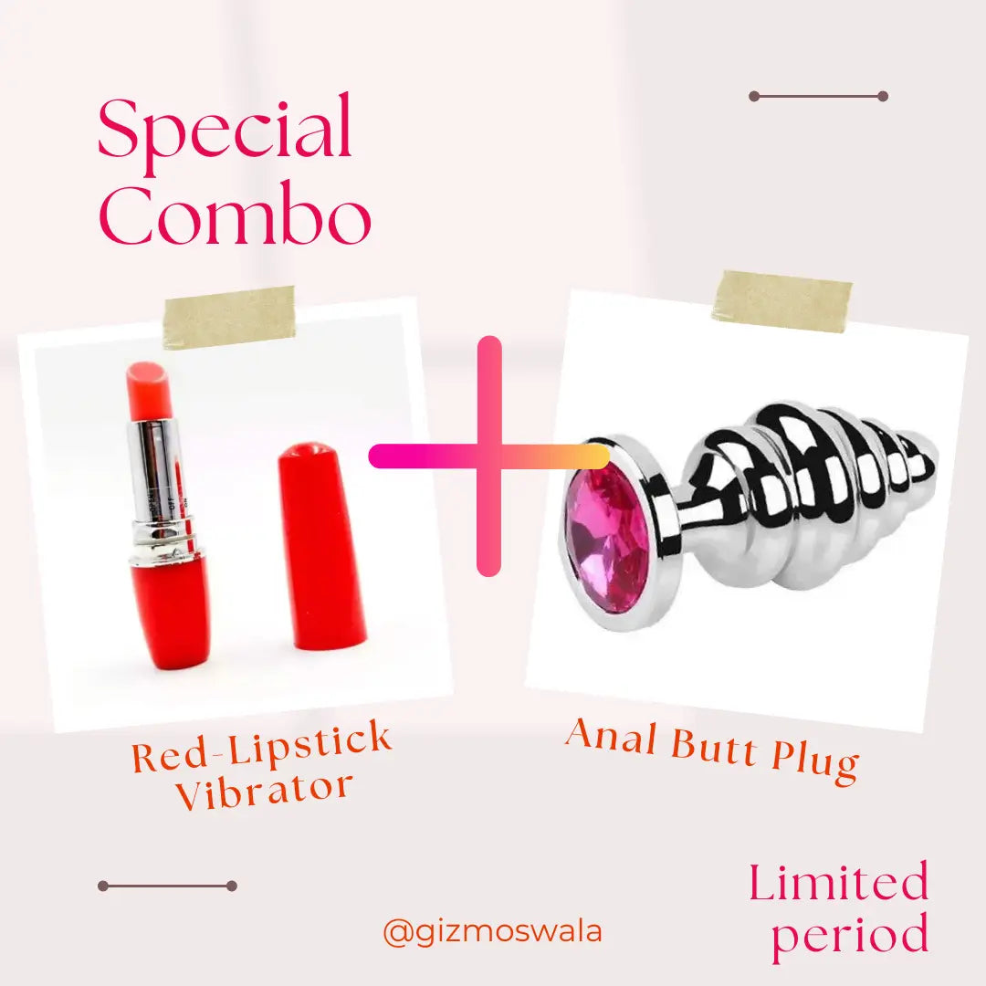 Masturbator GizCombo9 - ANAL BUTT PLUG SPIRAL SHAPE + LIPSTICK Masturbator