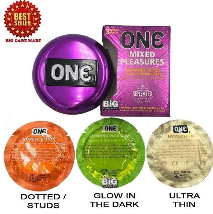 ONE Mixed Pleasures - Pack of 03 Condom freeshipping - gizmoswala