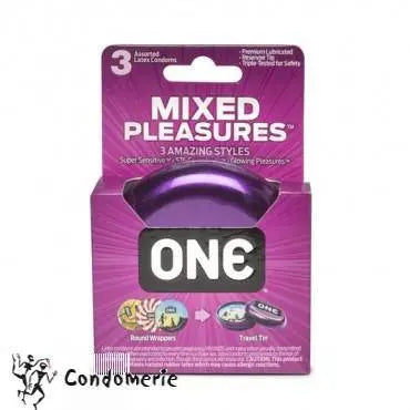 ONE Mixed Pleasures - Pack of 03 Condom freeshipping - gizmoswala
